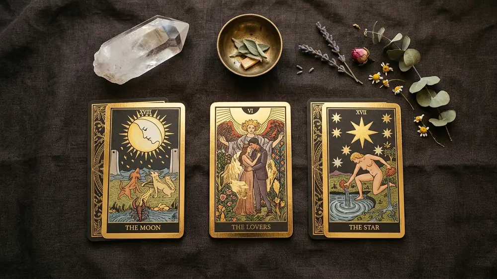 Three-card tarot spread layout for yes or no questions